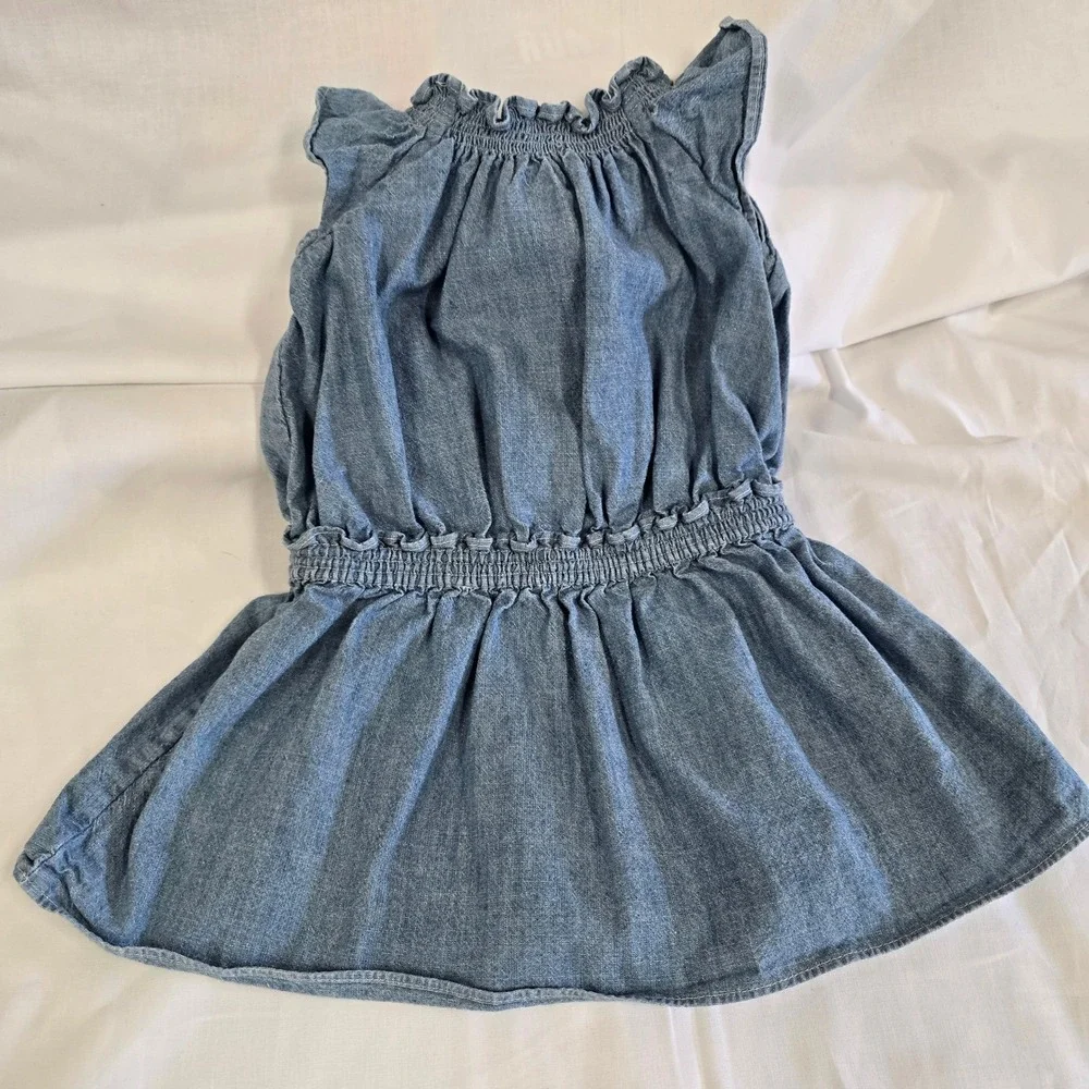 Ralph Lauren Denim Dress Baby Girls Blue Smocked Embroidered Cotton 9M